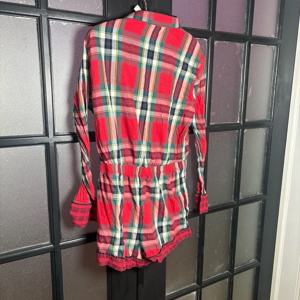 Victoria’s Secret Plaid Pajama Romper Rhinestone Dream Size M